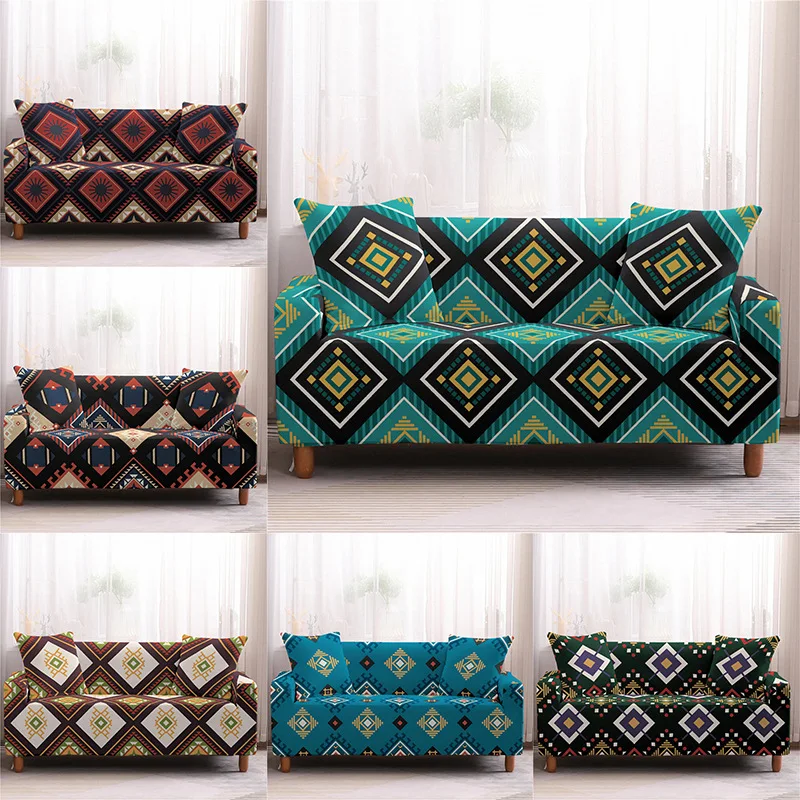 

Bohemian Series Dust-proof Stretch Sofa Covers Geometric Pattern All-Inclusive Armrest Cough Cushion Covers Washable Home Decor
