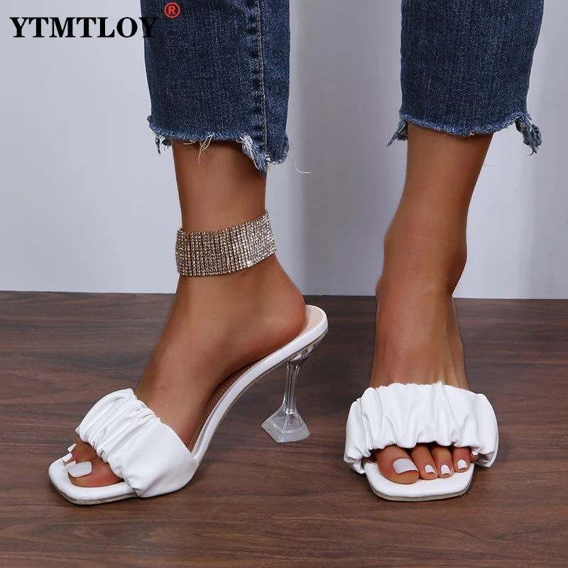 

Fashion Strange Style Women Square Open Toe Slippers Slip On Slides Summers Beach Shoes Black Whtie Gladiator Sandals 3