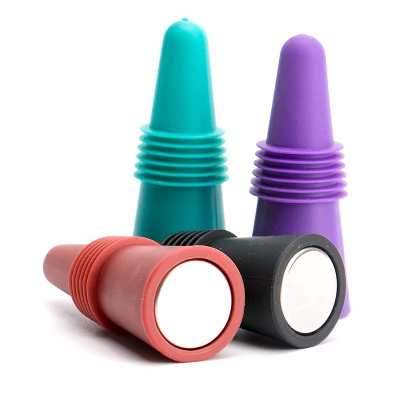 

4 Pieces Of Reusable Wine And Beverage Corks With Handles To Keep Wine Champagne Fresh