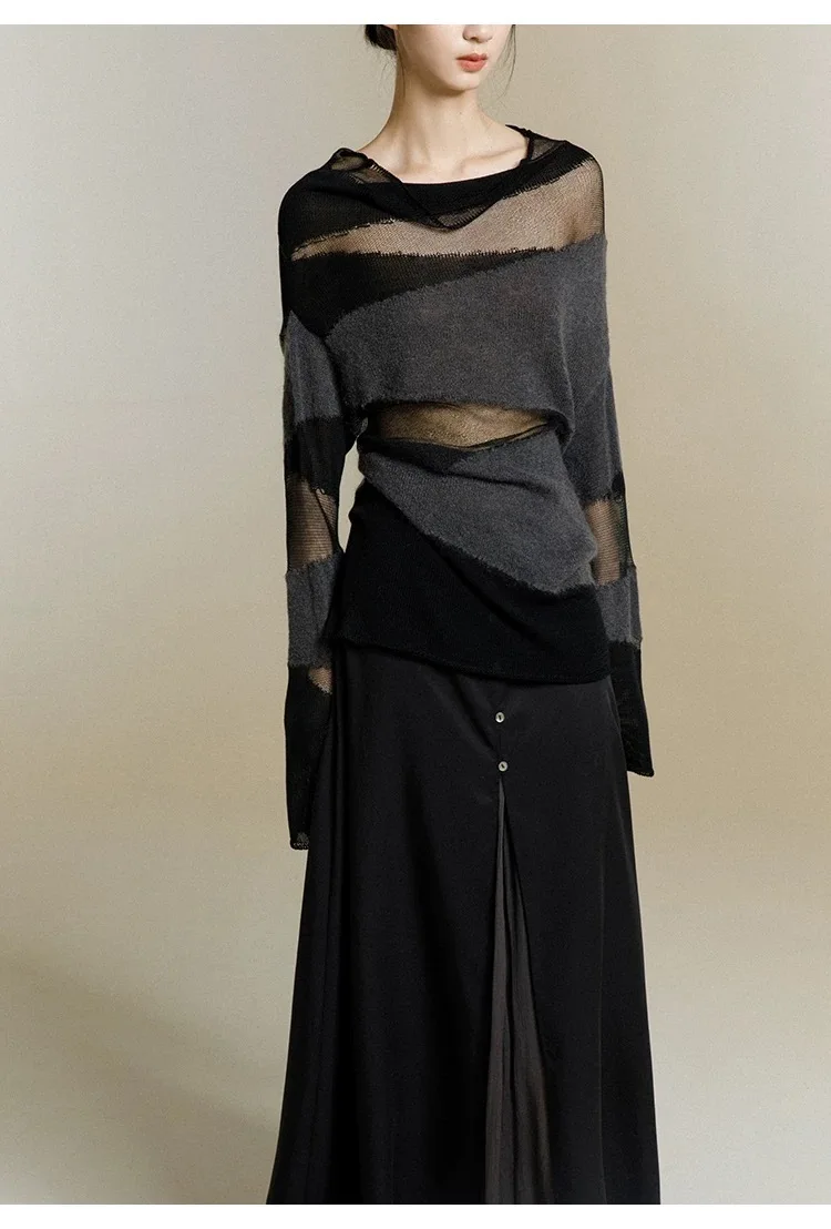 UMI MAO Осенняя одежда 2024 женский топ весенне-осенний новый свободный вязаный с