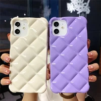3d candy color luxury diamond lattice phone case for iphone 11 12 13 pro x xr xs max 7 8 plus plain cute soft back cover case