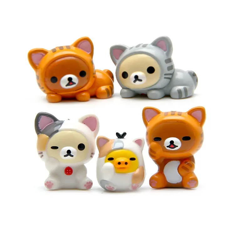 

5Pcs Anime Rilakkuma Cartoon Bear Action Toy Figures 1.5-2.5CM