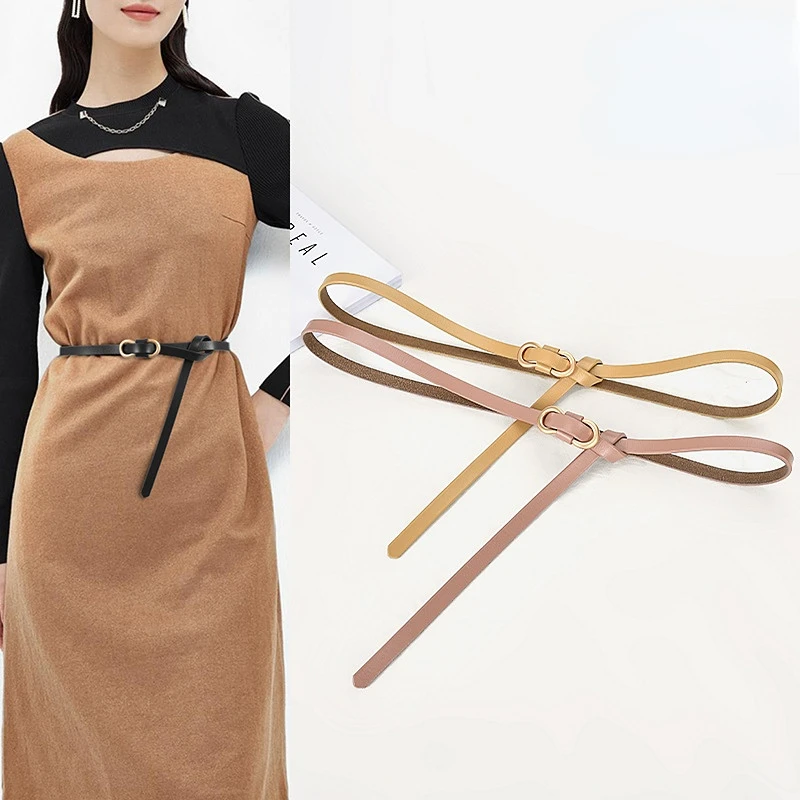 Select Real Cowhide Women Dress Belt Wholesale No Hole Design Decorative Waist Seal Versatile Waistbands for Jeans Overcoat Hot