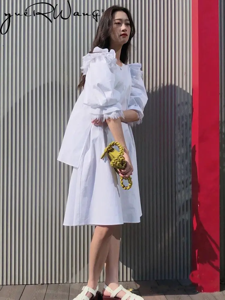 

Getspring Women Dress Fashion Solid Puff Sleeve Vintage Solid Loose Casual Long Dress New 2022 Spring Summer Wholesale Dropship