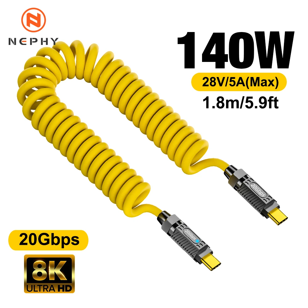 PD140W Тип C К Типу USB 3.2 Кабель 5А Быстрая Зарядка Синхронизация Данных 8K @ 60 Гц