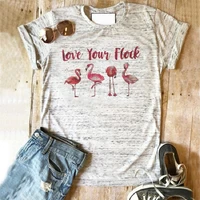 flamingo shirt summer shirts love your flock women tshirt graphic tees harajuku clothing 2022 classic print tops rose girls xl