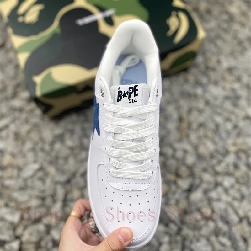 NEW Original A Bathing Ape Sta White Blue Shoes Men Sport Shoes Running Shoes Women Sneakers Casual Sandals Size:36-45