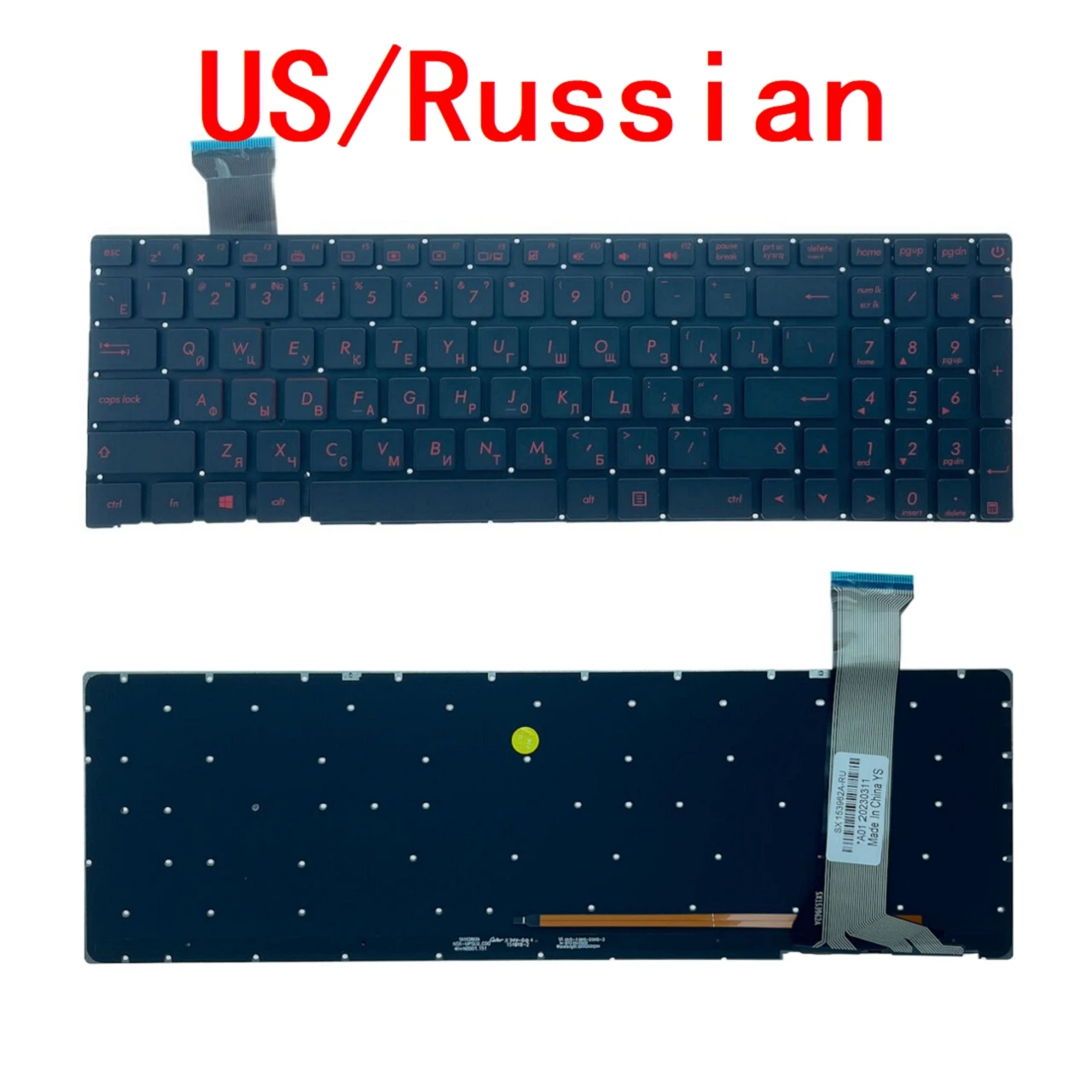 New US Russian Laptop Backlit Keyboard For ASUS ROG GL552 GL552J GL552JX GL552V GL552VL GL552VW GL552VX Notebook PC Replacement
