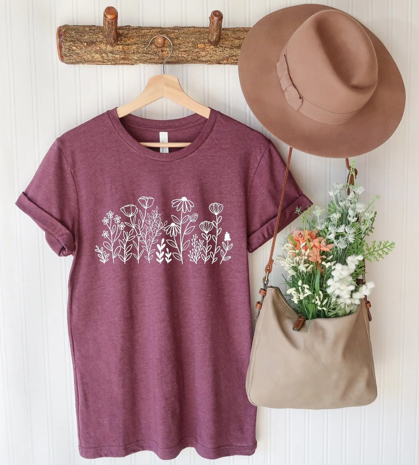 Женская футболка в стиле бохо с цветочным принтом