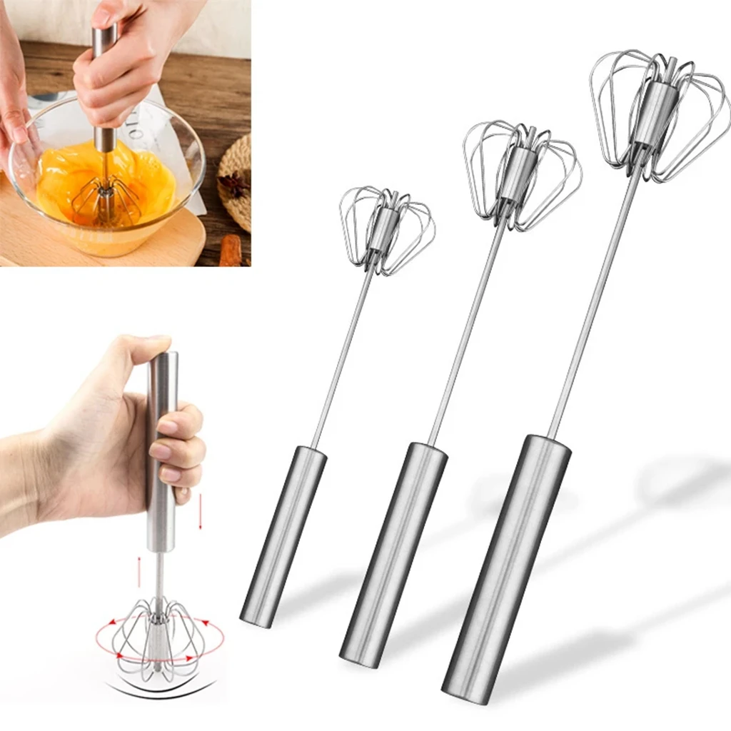 

Semi-automatic Egg Beater 304 Stainless Steel Egg Whisk Manual Hand Mixer Self Turning Egg Stirrer Kitchen Accessories Egg Tools