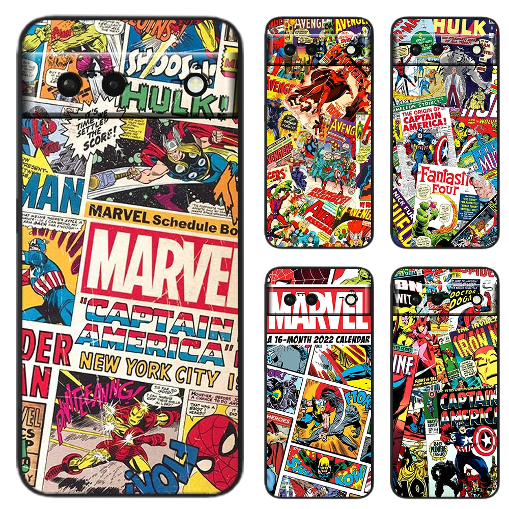 

luxury Marvel Avengers Poster Phone Case For Google Pixel 4 4A 5 5A XL 6 6A 5G 7 Pro Black Soft Cover Fundas Coque Cover