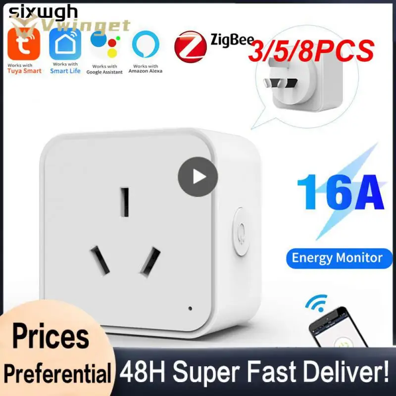 

3/5/8PCS With Alexa Google Home Timing Function Smart Socket Voice Control Tuya Zigbee3.0 Smart Life App Socket Outlet