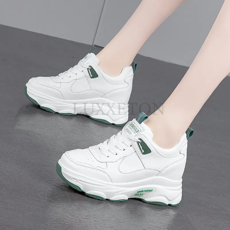 

Woman Platform Sneakers Fashion Casual Shoes Dermis Woman Vulcanized Sneakers Female Spliced Shoes Thick Soles Running Shoes