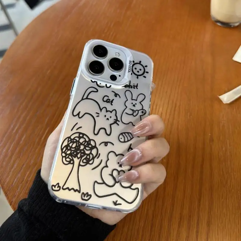 Забавный Милый мультяшный эскиз кошка Медведь чехол для телефона Женский Для Xiaom