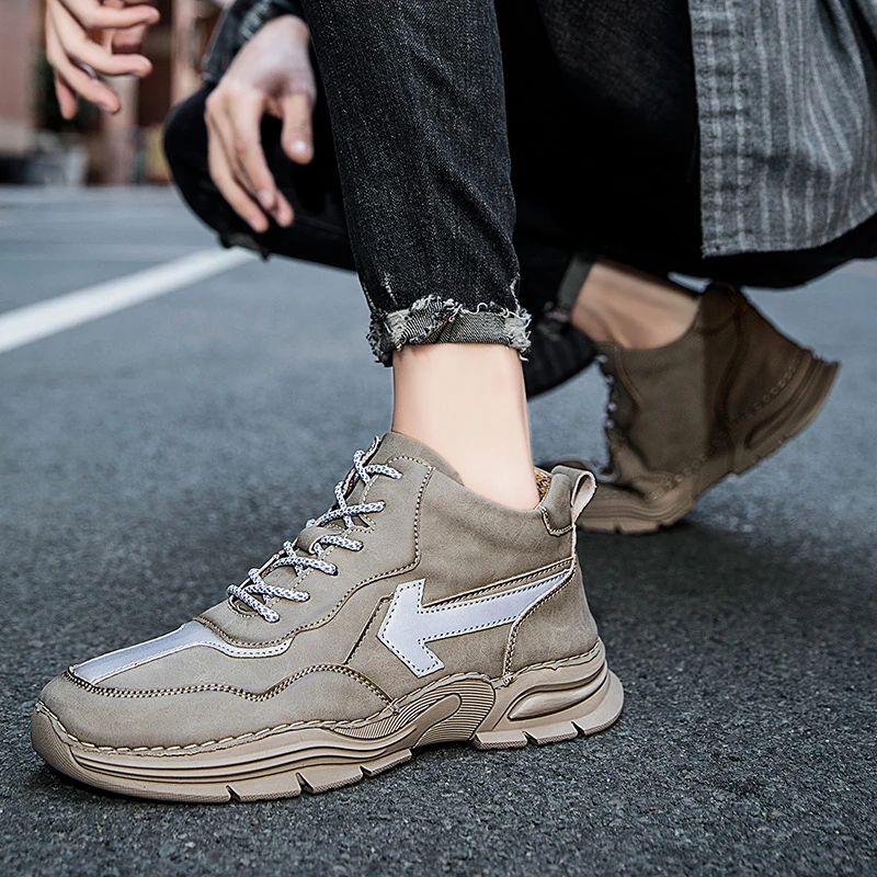 

Ботильоны Мужские Промышленные, защитная обувь на платформе, стильные кожаные, для ходьбы и скейта, для крикета, Роскошные, для скалолазания