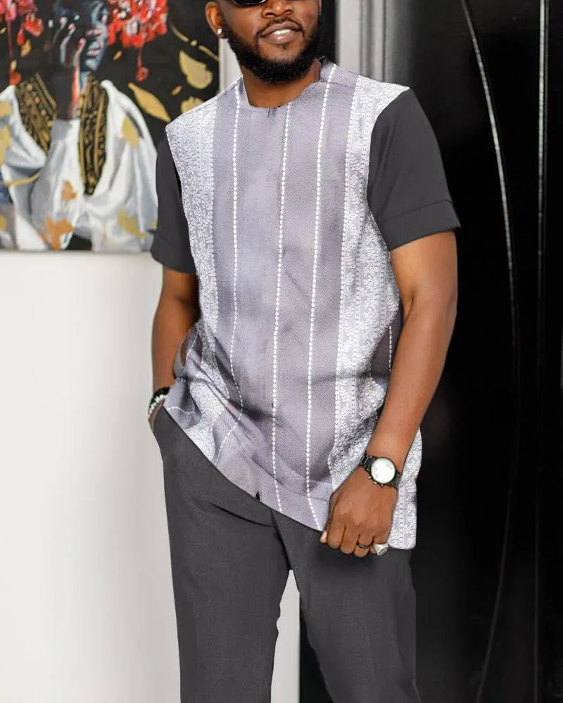 2023 Men's Summer Sports Suit Short Sleeve T-shirt + Trousers 2-piece Men's Outdoor Jogger With 3D Printed Trousers Suit Street