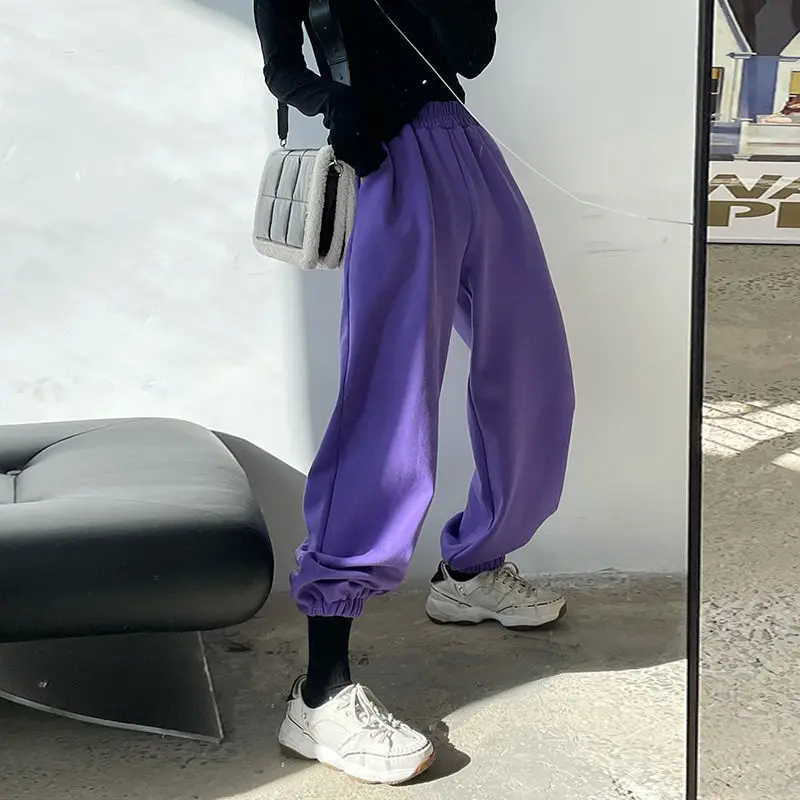 

Purple Baggy Sweatpants Women 2022 New Fashion Casual Hip Hop High Waist Sports Harem Pants Jazz Dance Female