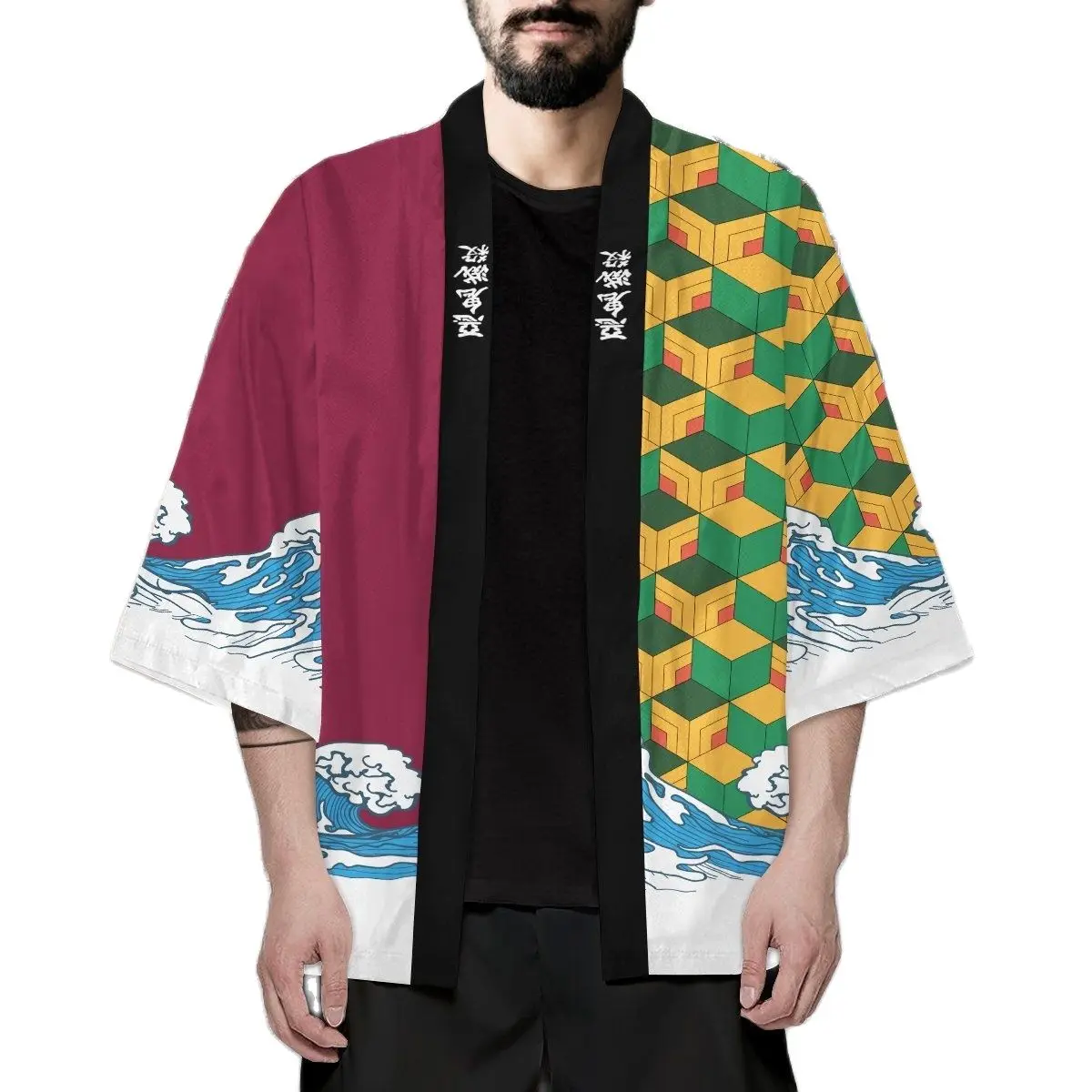 

Костюм для косплея Kinetsu No Yaiba Kamado Tanjirou Agatsuma Zenitsu из аниме «рассекающий демонов», кимоно с принтом, плащ, кардиган, топы унисекс