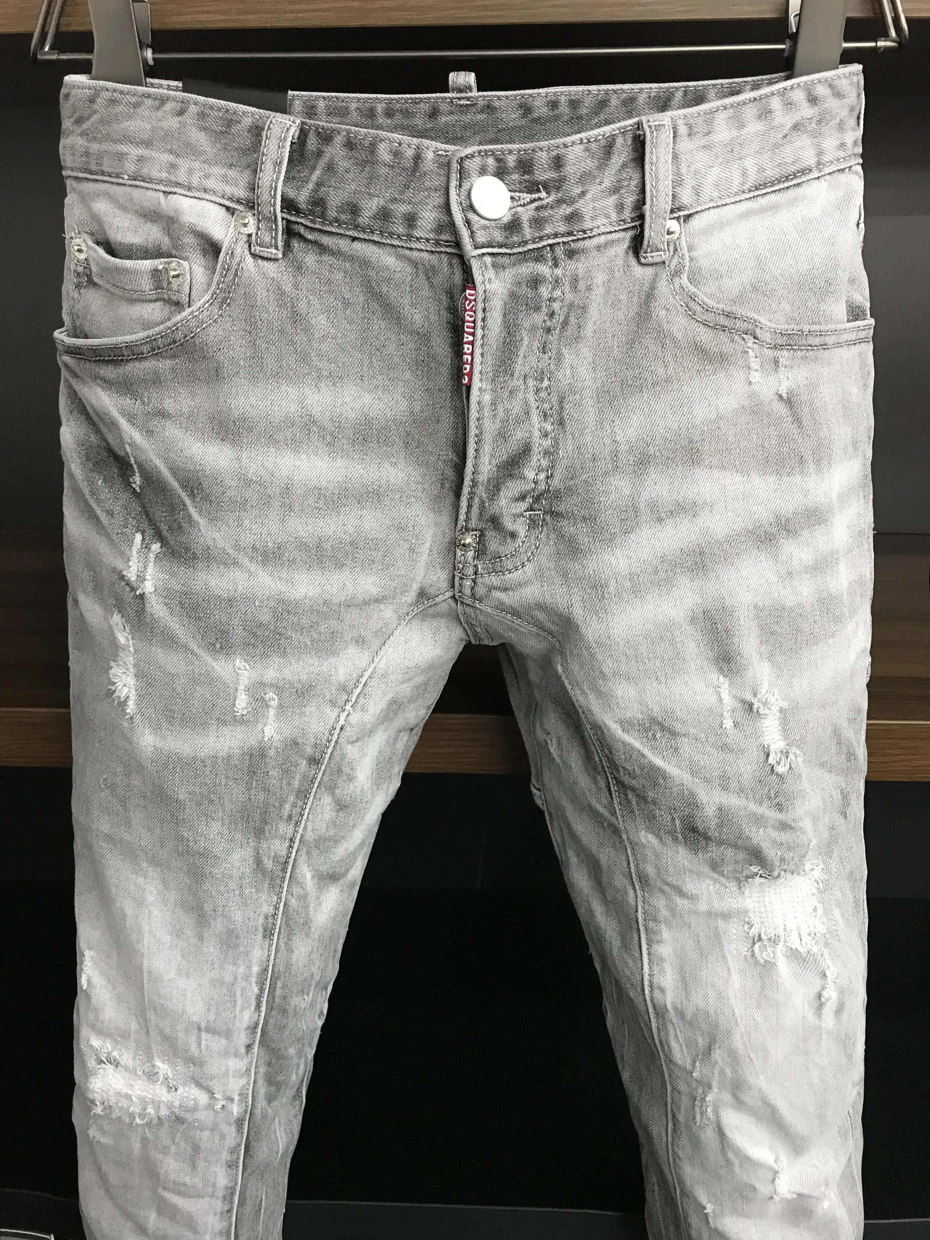 New Dsquared2 Splatter Print Jeans D2 Couple Embroidered Hole Patch Jeans Boyfriend Gift Distressed Streetwear Size 44-54 A398