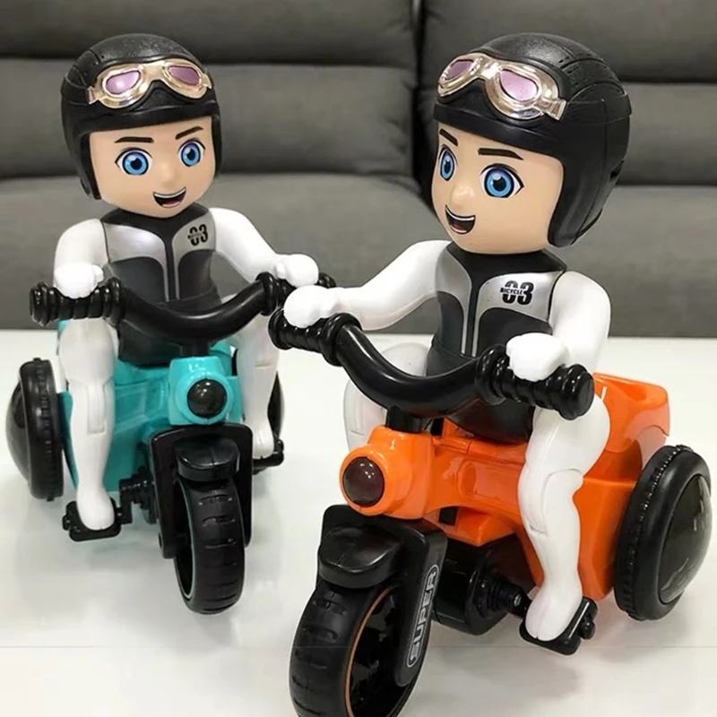 

Светящаяся игрушка, вращающийся трюковый автомобиль, игрушечный Электрический мотоцикл для дошкольников, с аккумулятором, ударопрочный, з...