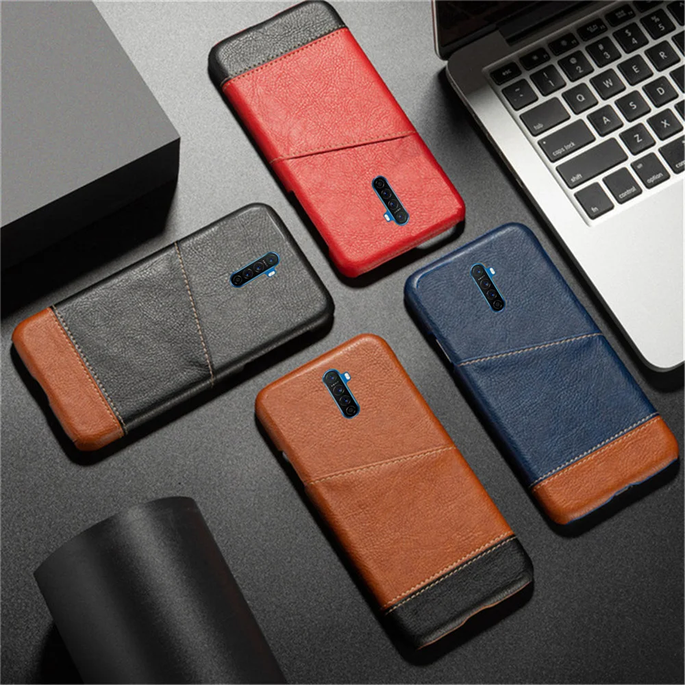 

Slim Case for Oppo Realme X2 Pro Coque Mixed Splice PU Leather Credit Card Holder Cover for Oppo Realme X2 Pro case