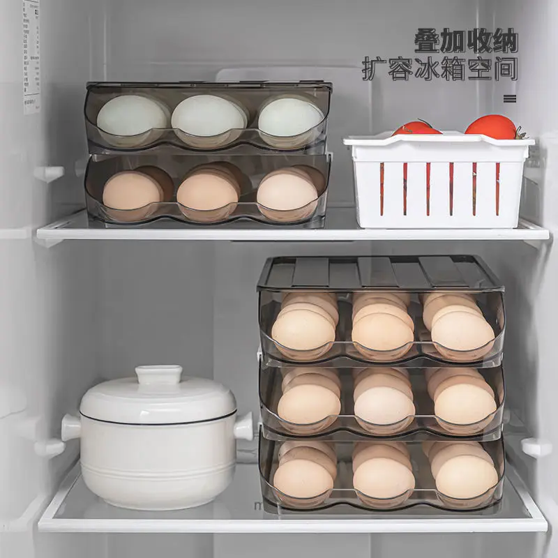 Egg Storage Box Slide Design Refrigerator Preservation Anti-fall Large Household Food |