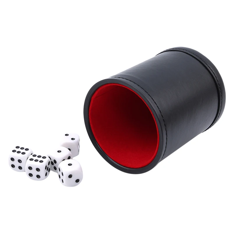 

Kids Close-up Street Comedy Magic Tricks High Quality Black Leather Dice Cup+5pcs White Dice Dice Props Classic Toys