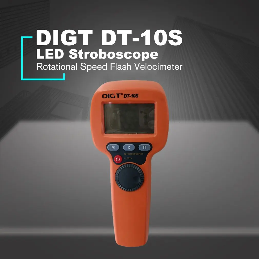 

DIGT DT-10S 7.4V 2200mAh 60-99999 Strobes/min 1500LUX Handhold LED Stroboscope Rotational Speed Measurement Flash Velocimeter