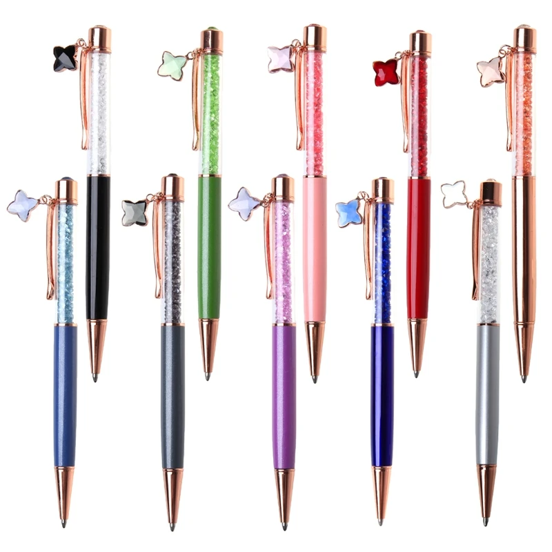 

Beautiful Ballpoint Pen Fashion Crystal Pendant Writing Stationery Metal Pen
