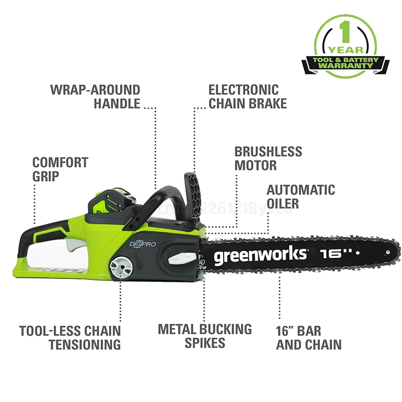 Бесщеточный двигатель бензопилы Greenworks 40 В 4 0 Ач аккумуляторная 20312 16-дюймовая