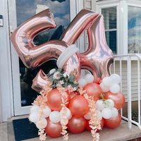 44pcsset 32inch rose gold number foil balloons rose gold white latex balloons women birthday anniversary wedding party decor