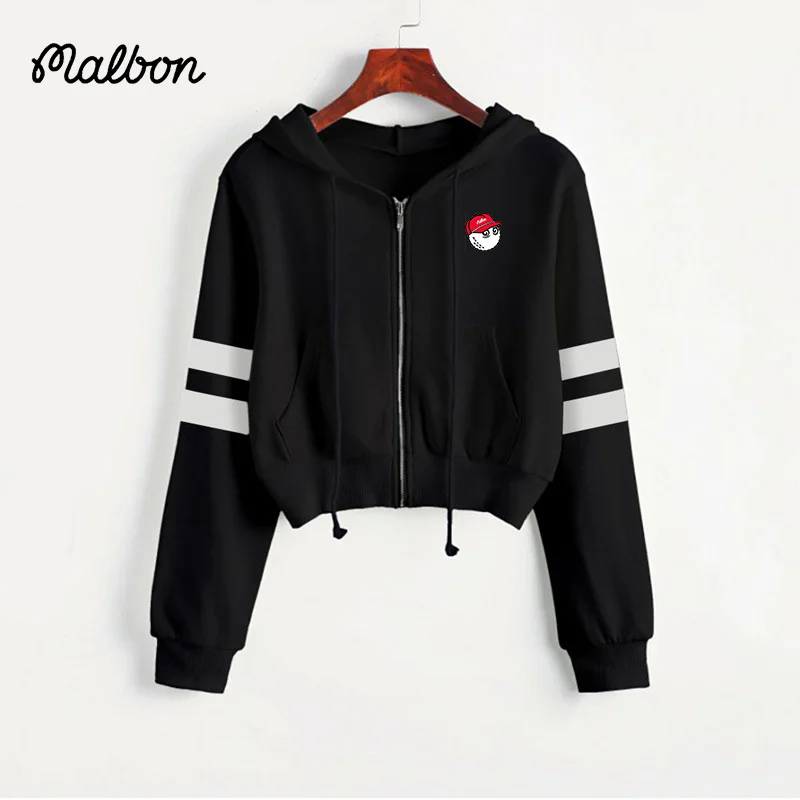 

Women's Golf Clothing 2023 Spring Autumn Malbon Golf Wear Fashion Casual Jackets Short Zip Parallel Bar Hoodie Cardigan Horse