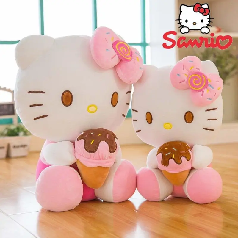 New Sanrio Ice Cream Hello Kitty Plush Toy Cartoon Peluche Kawaii Plushies Stuffed Doll Cute KT Sleeping Pillow Toys for Girls