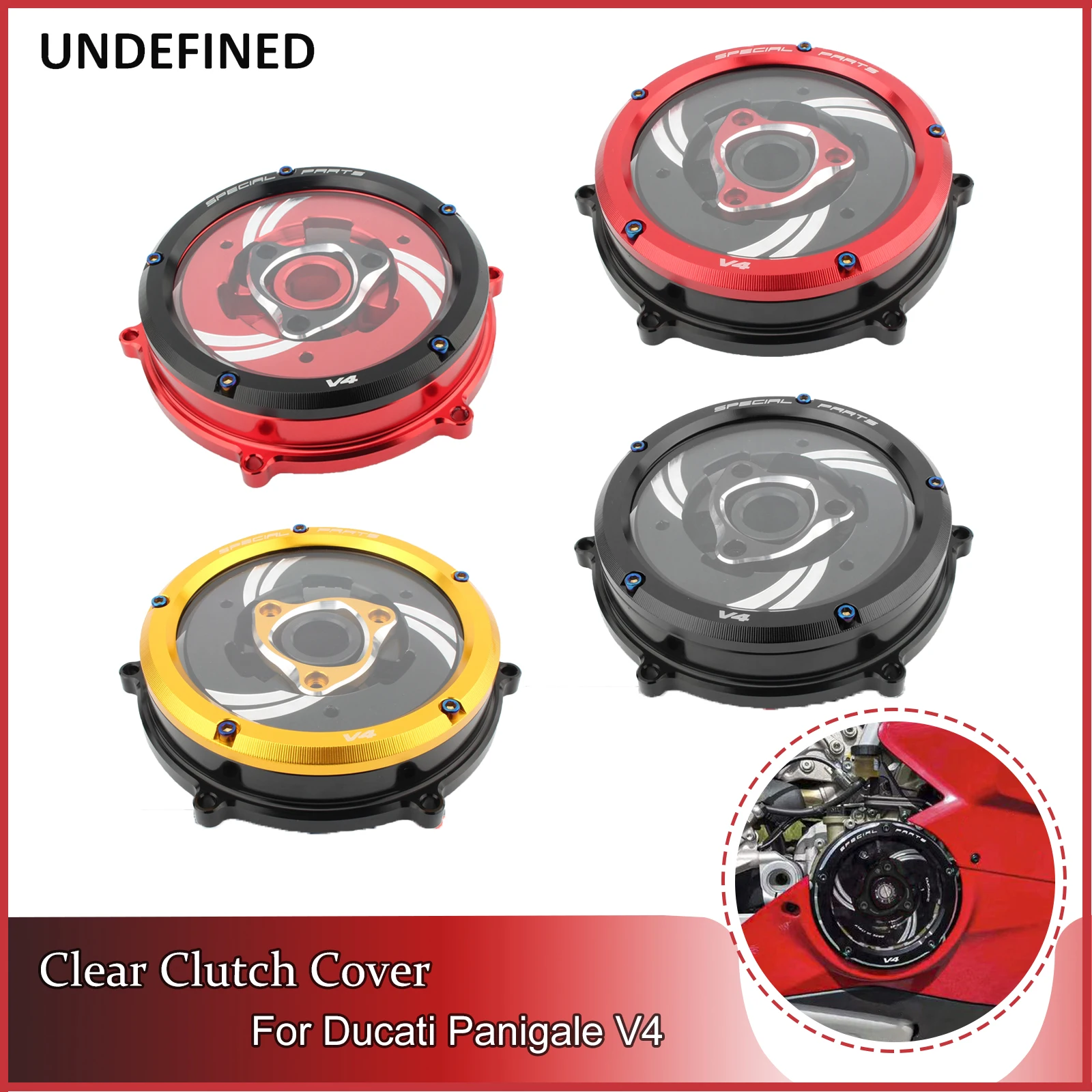 

For Ducati Panigale V4S Motorcycle Protector Transparent Clear Clutch Cover CNC Racing Spring Retainer covers Pressure Plate Kit