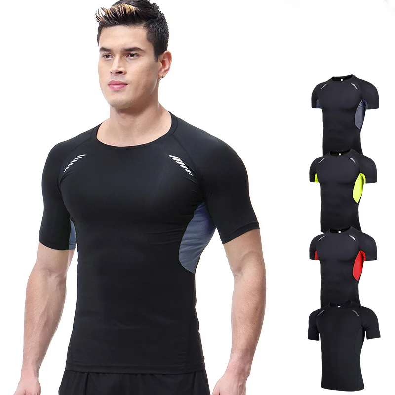 

Men's Summer Sports T-Shirt New Black Short Sleeve Tracksuit Training Jogging Clothes High Elasticity Quick Dry Gym Sportswear
