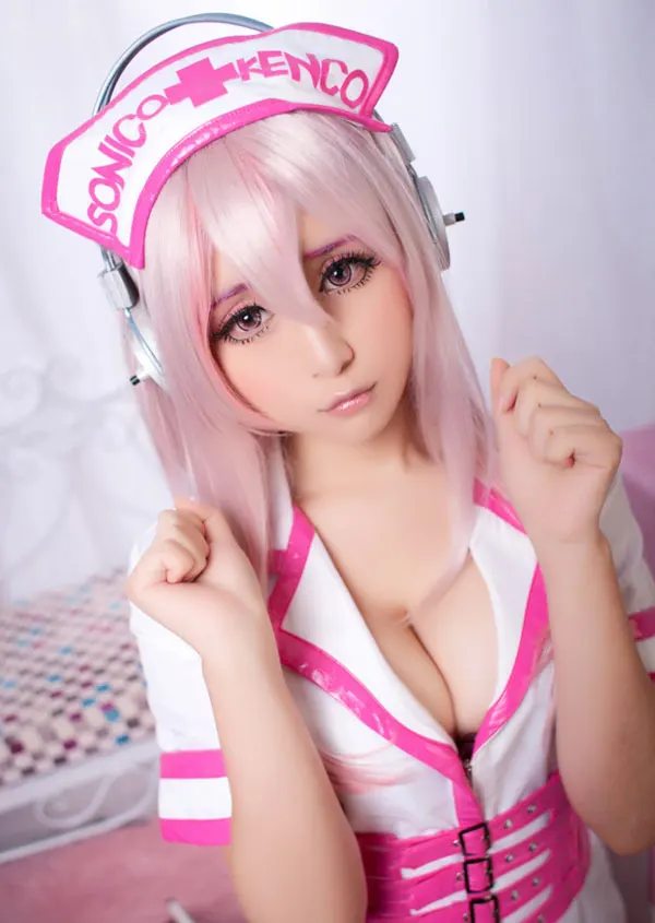 Костюм для медсестры Super Sonico SoniAni костюм ночное белье сексуальный карнавальный |