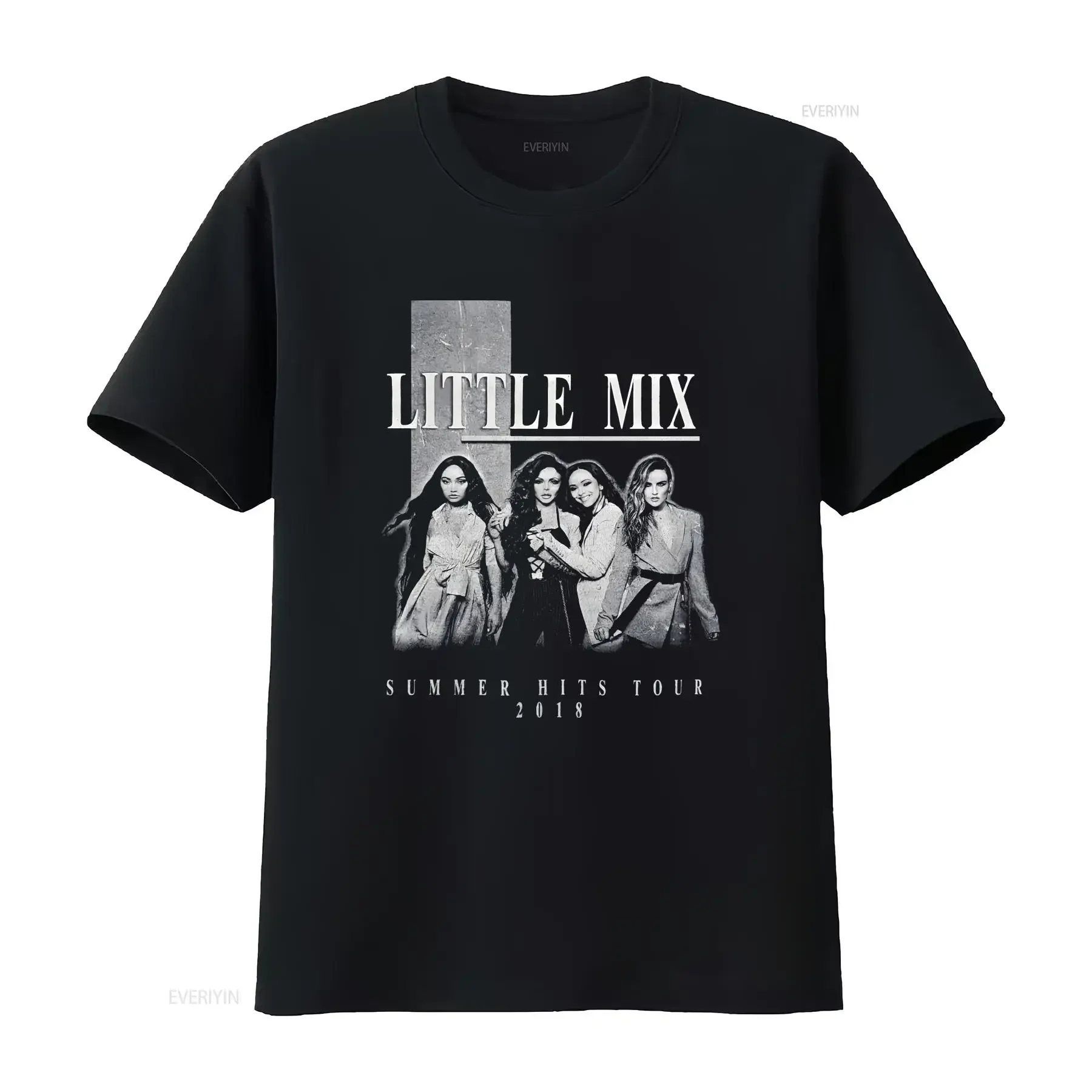 Фото Футболка Little Mix, маленький размер, мужская, черная, хлопковая, для концертов, в стиле поп-музыки, 2018 года, винтажная, с эффектом потертости, для повседневной носки, стильная №1