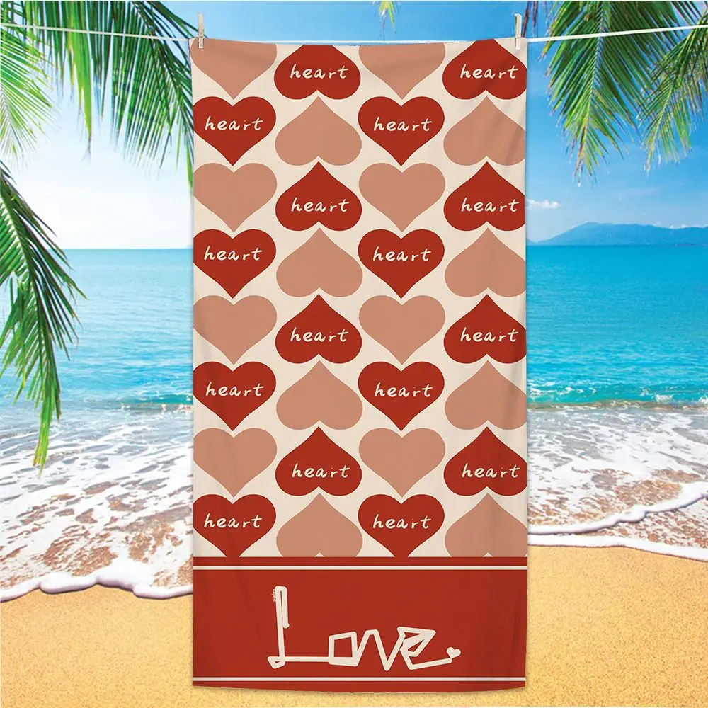 

Пляжное полотенце с принтом Love, супервпитывающее легкое банное полотенце, одеяло для путешествий, плавания, кемпинга, романтические подарки на день Святого Валентина
