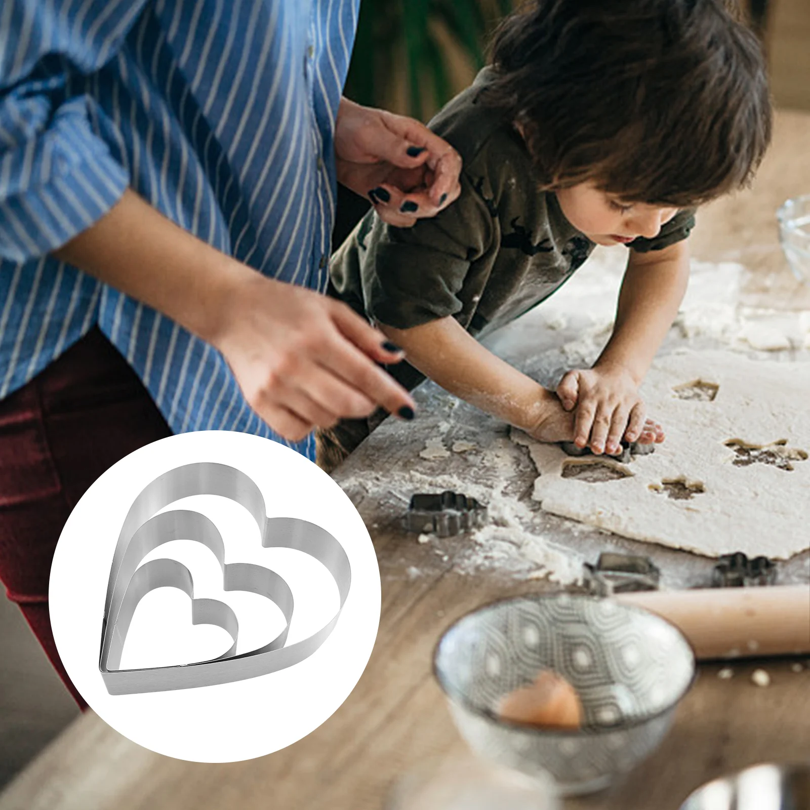 

3 Pcs Love Mold Mini Cake Molds Baking DIY Making Mould Convenient Heart-shaped Stainless Steel