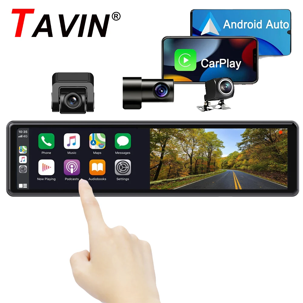 

Зеркало-видеорегистратор, 3 камеры, 2K + 1080P, 12 дюймов