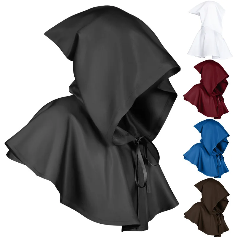 Medieval Hooded Cloak Halloween Wicca Pagan Costume Men Women Medieval Gothic Cowl Hat Renaissance Monk Halloween Cosplay Hooded