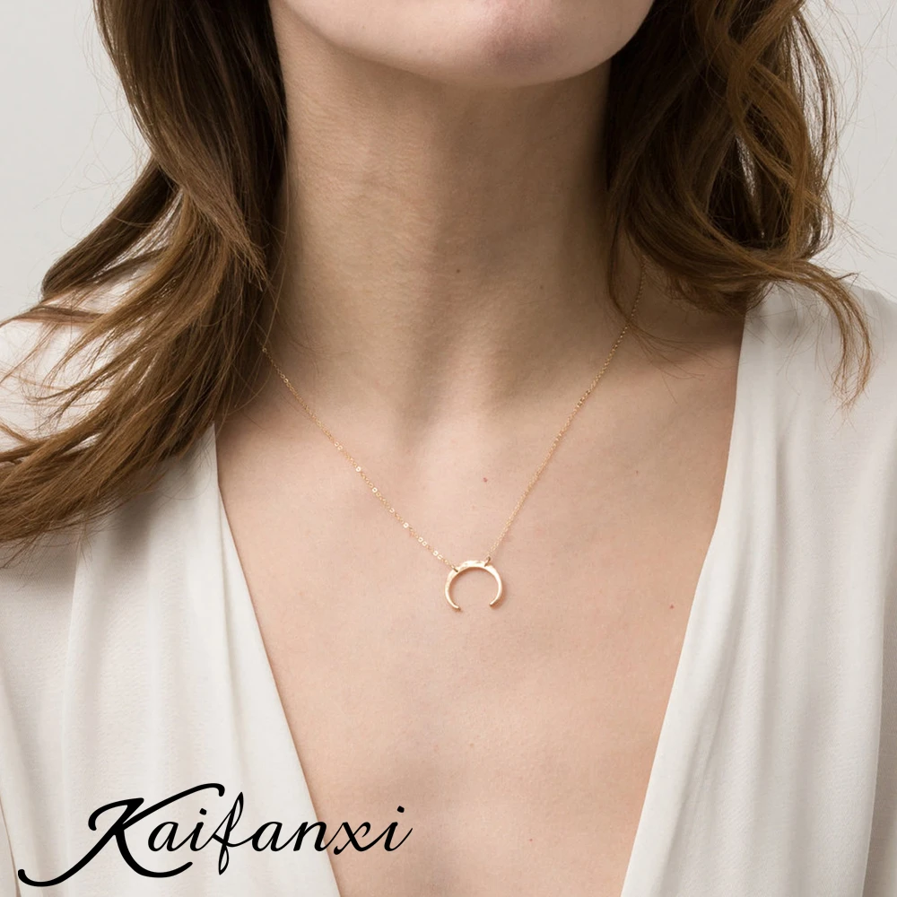 

Kaifanxi Stainless Steel Punk Necklace Women's Horn Pendant Choker Minimalist Jewelry For Women