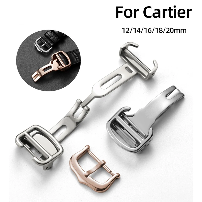 Фото Пряжка для часов из нержавеющей стали для Cartier, сменный ремешок для часов, складная застежка, пряжка Matel, серебро, золото, 12 мм, 14 мм, 16 мм, 18 мм №3