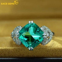 sace gems 925 sterling silver green 1010mm high carbon diamond rings for women sparkling wedding party fine jewelry wholesale