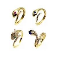 opening adjustable micro inlaid zircon snake ring copper gold plated bloom snake rings for women fashion jewelry