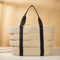 fashion big large capacity ladies handbags new woven straw shoulder designer bag summer straw woven beach holiday tote bag