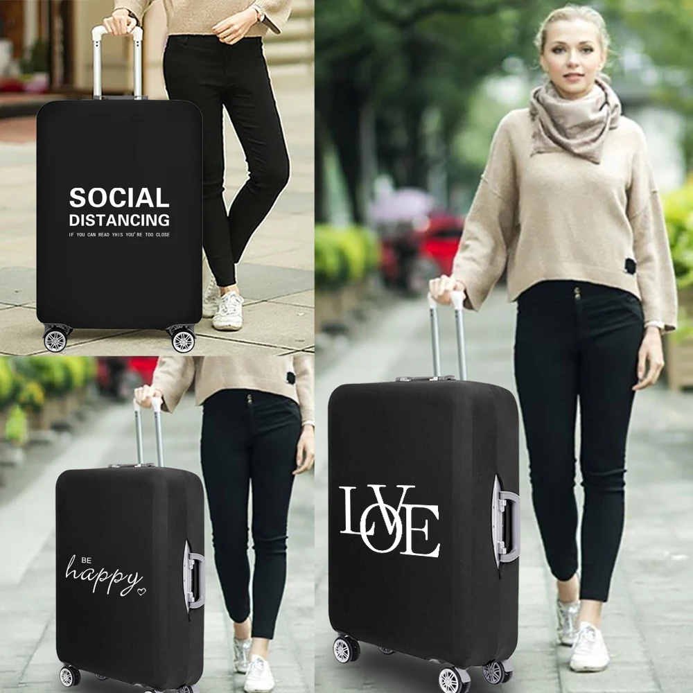 New Text Print Luggage Case Protective Cover Travel Accessories Elastic Suitcase Dust Cover Apply for 18''-32'' Inches Trolley