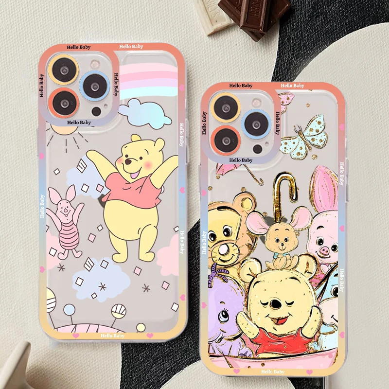 

W-Winnie the Pooh Phone Case For iPhone 14 13 12 11 Pro Max Mini X Xs XR 6 7 8 Plus SE 2020 Transparent Case