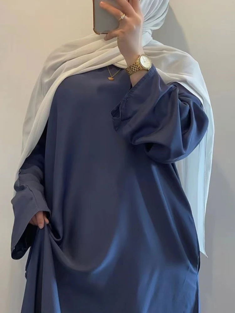 Satin Abaya Closed Turkey New Muslim Fashion Hijab Dress Plain Basic Abayas for Women Dubai 2023 Islam Clothing Ramadan Kaftan