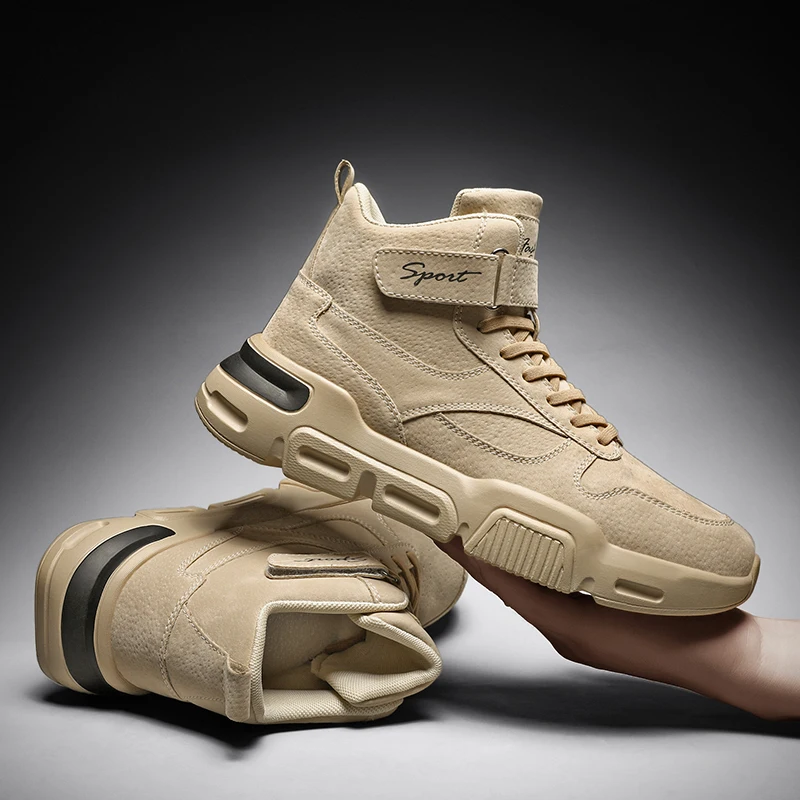 

Spring New Men's Casual Shoes Retro Solid Color High Boots Comfortable Non-slip Sports Shoes Outdoor Light and Wear-resistant 44